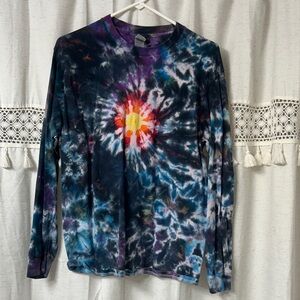 Gildan Multicolor Tie-Dye Long Sleeve Crewneck Tee